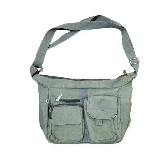 BoBo Xiuxian Women's Dark Sage Gray/Green Multi Pocket Hobo Bag w Adj Strap - Picture 6 of 11